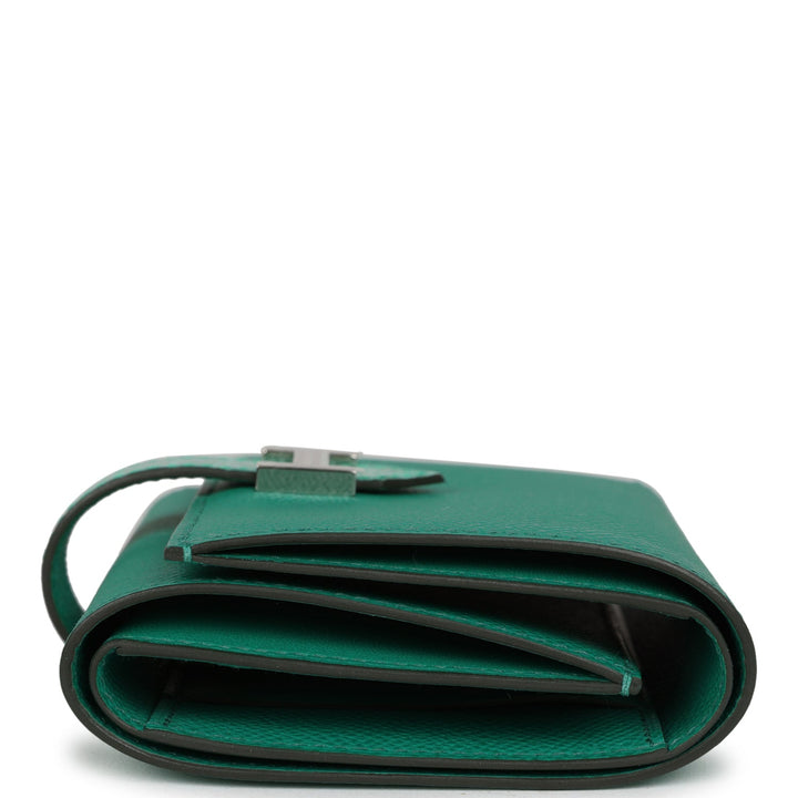 Top quality Hermes Bearn Compact Wallet Touch Vert Jade Alligator and Epsom Palladium Hardware