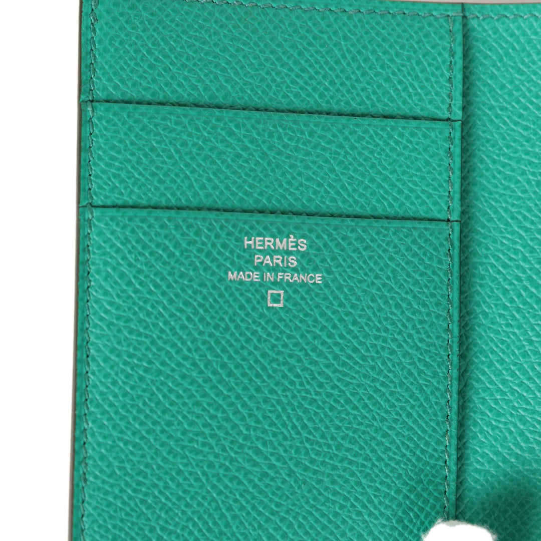 Top quality Hermes Bearn Compact Wallet Touch Vert Jade Alligator and Epsom Palladium Hardware
