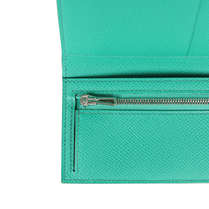 Top quality Hermes Bearn Compact Wallet Touch Vert Jade Alligator and Epsom Palladium Hardware