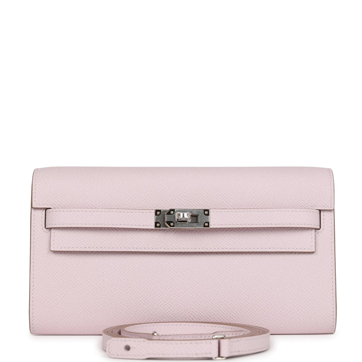 Top quality Hermes Kelly Wallet To Go Mauve Pale Epsom Palladium Hardware