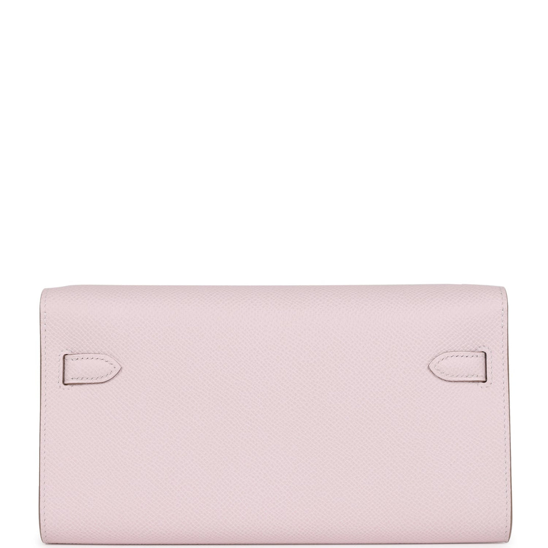 Top quality Hermes Kelly Wallet To Go Mauve Pale Epsom Palladium Hardware