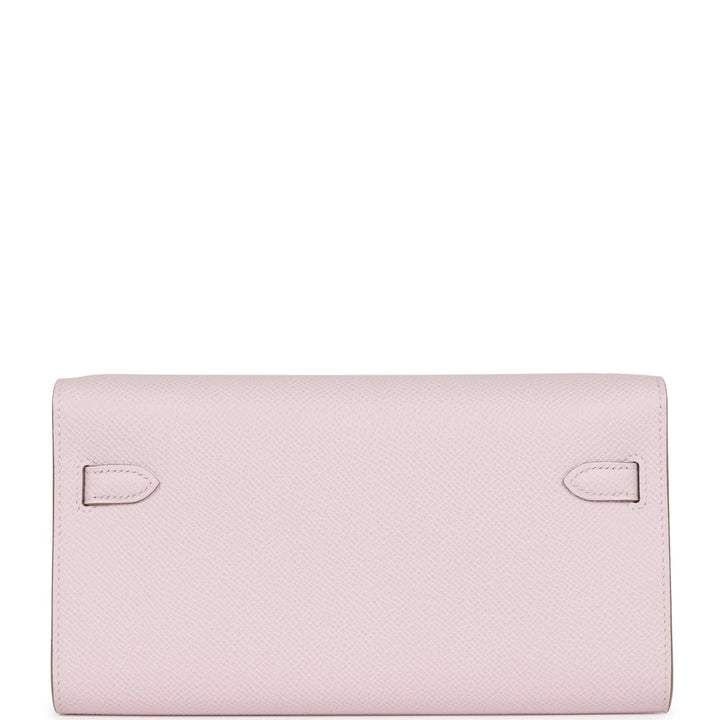 Top quality Hermes Kelly Wallet To Go Mauve Pale Epsom Palladium Hardware