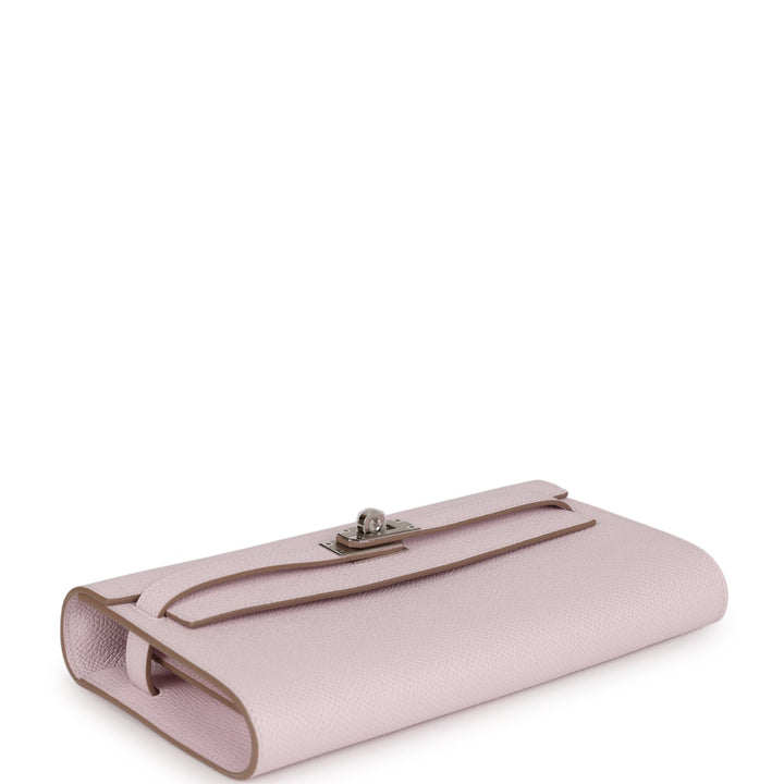 Top quality Hermes Kelly Wallet To Go Mauve Pale Epsom Palladium Hardware