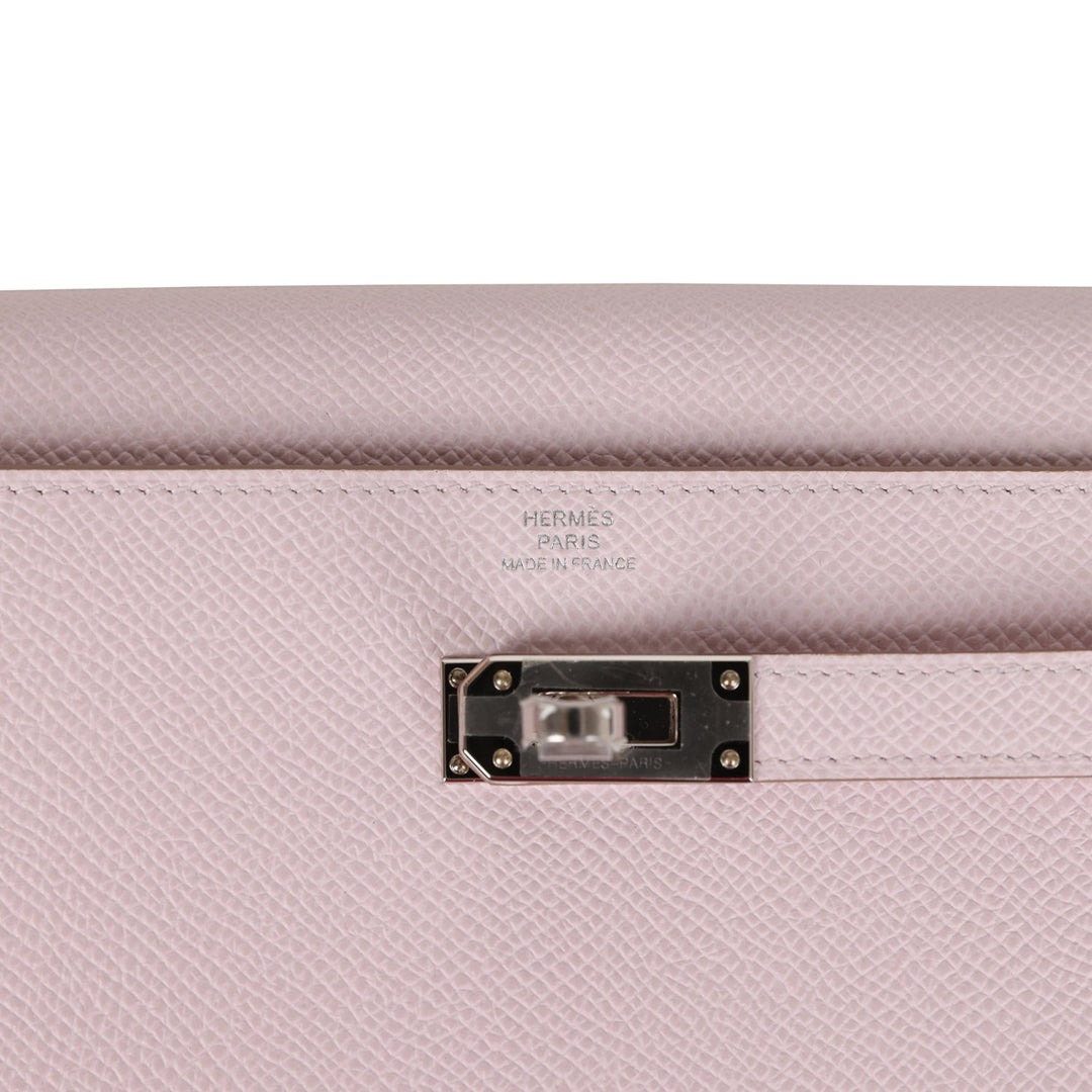 Top quality Hermes Kelly Wallet To Go Mauve Pale Epsom Palladium Hardware