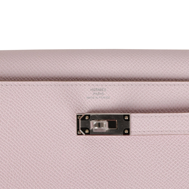 Top quality Hermes Kelly Wallet To Go Mauve Pale Epsom Palladium Hardware