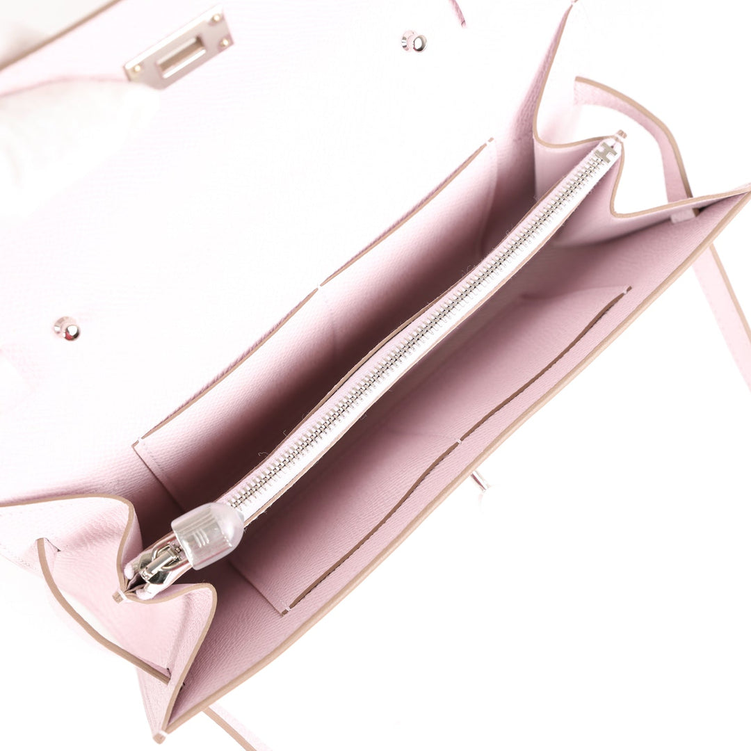 Top quality Hermes Kelly Wallet To Go Mauve Pale Epsom Palladium Hardware