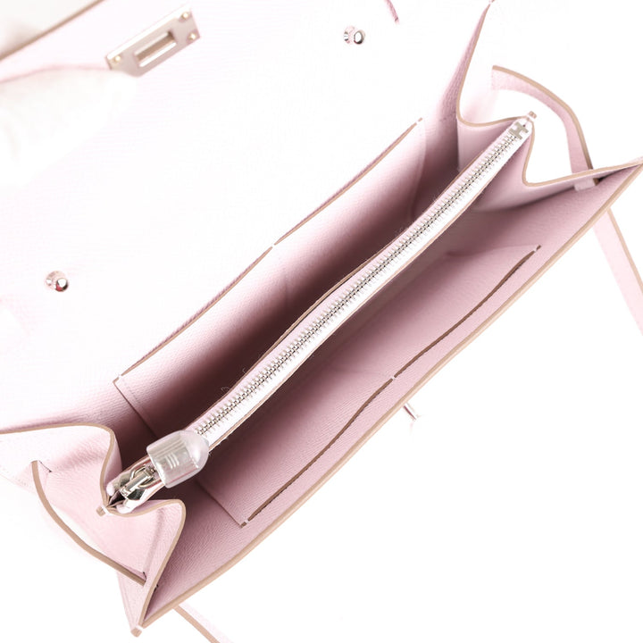 Top quality Hermes Kelly Wallet To Go Mauve Pale Epsom Palladium Hardware