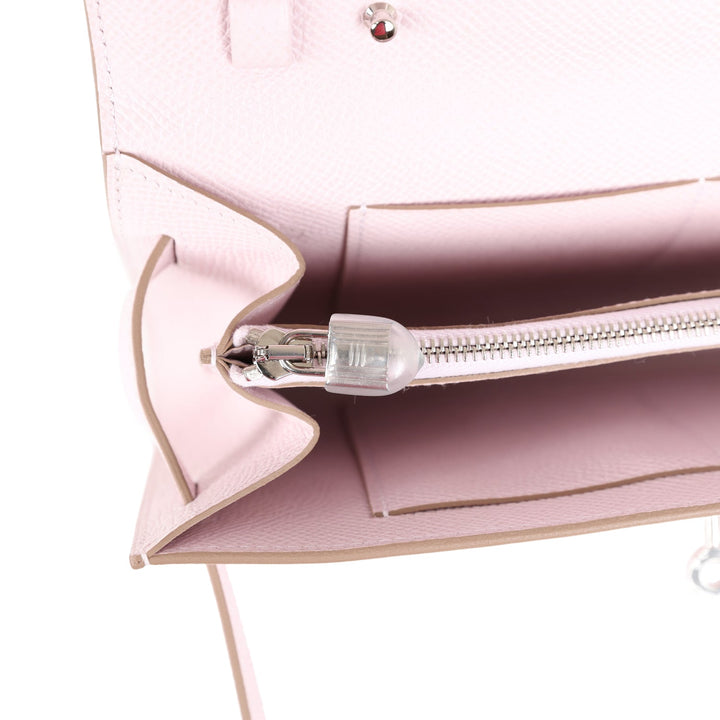 Top quality Hermes Kelly Wallet To Go Mauve Pale Epsom Palladium Hardware