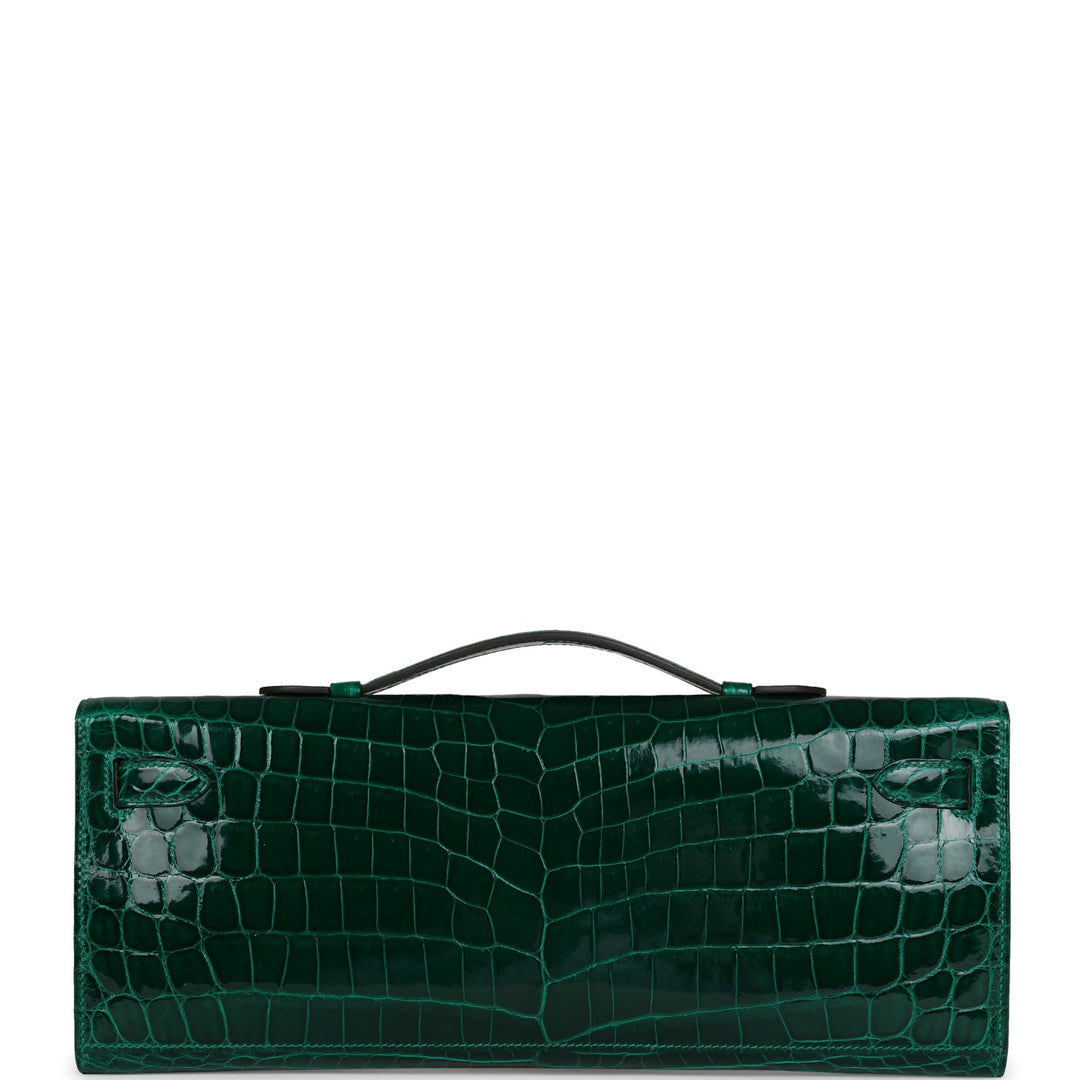 Hermes Kelly Cut Emerald Shiny Niloticus Crocodile Gold Hardware