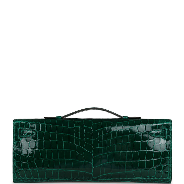 Hermes Kelly Cut Emerald Shiny Niloticus Crocodile Gold Hardware
