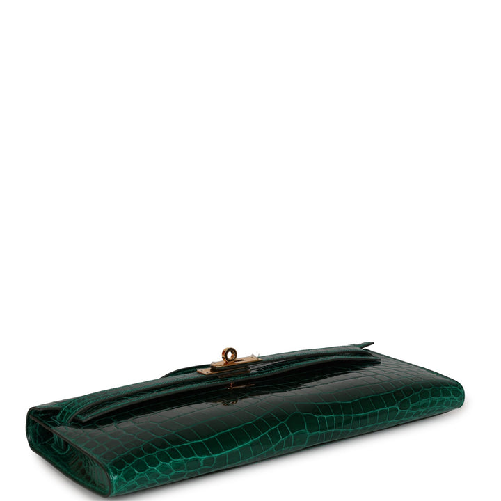 Hermes Kelly Cut Emerald Shiny Niloticus Crocodile Gold Hardware