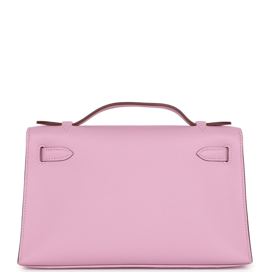 Hermes Kelly Pochette Mauve Sylvestre Swift Palladium Hardware