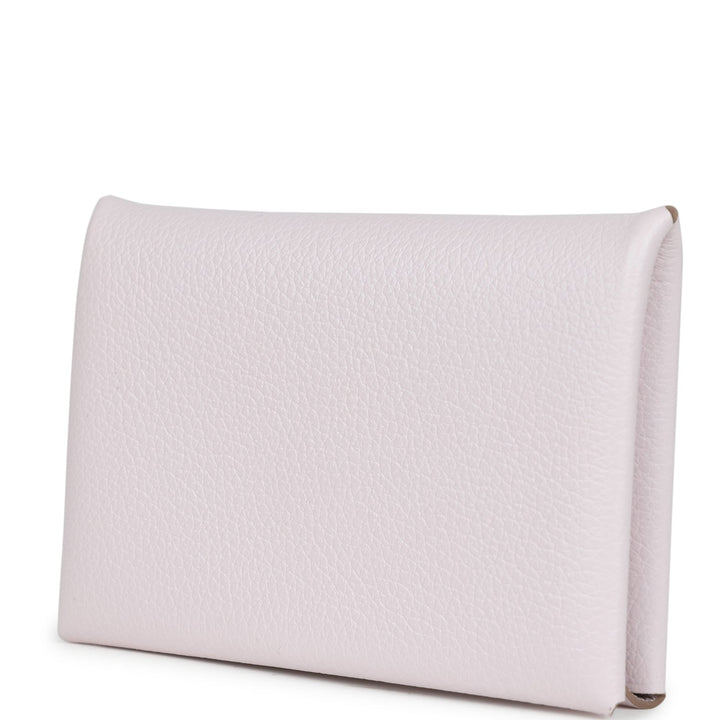 Hermes Calvi Card Holder Mauve Pale Evercolor Palladium Hardware