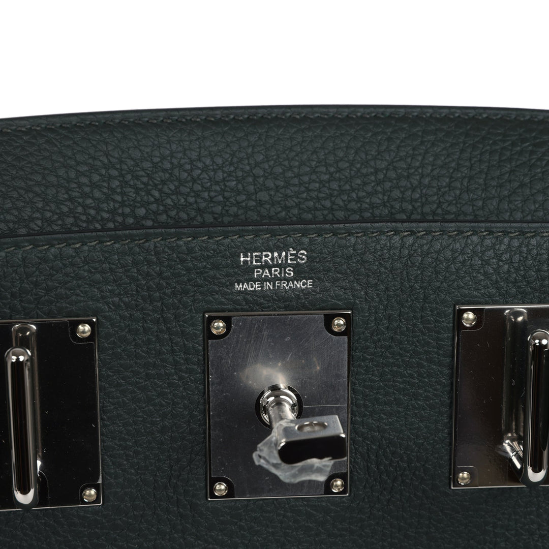 Hermes Hac A Dos PM Vert Fonce Togo Palladium Hardware