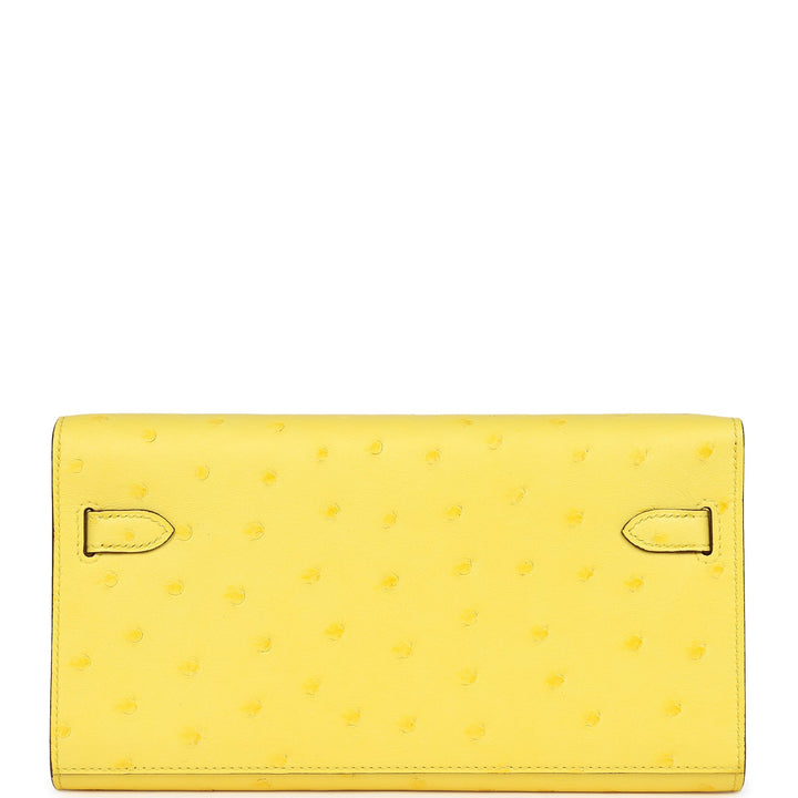 Hermes Kelly To Go Wallet Jaune Citron Ostrich Palladium Hardware