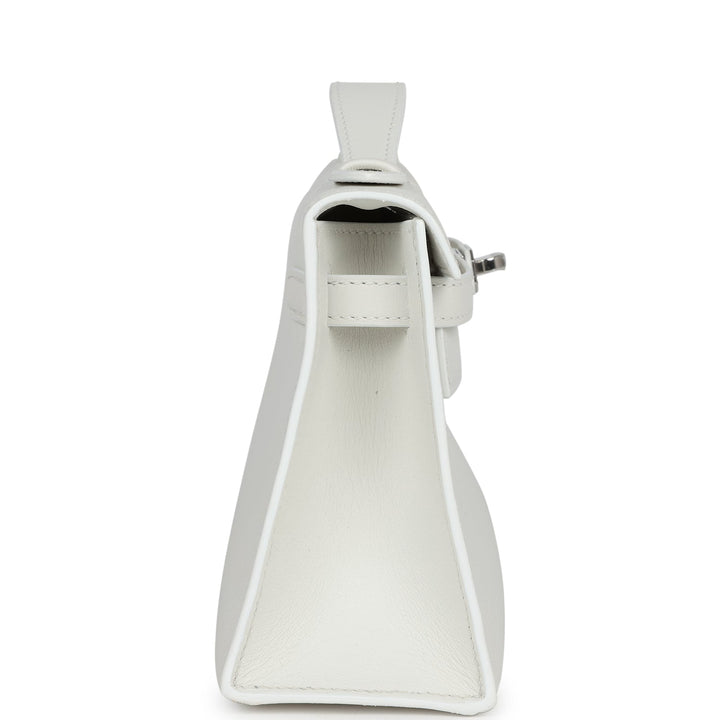 Hermes Kelly Pochette White Swift Palladium Hardware