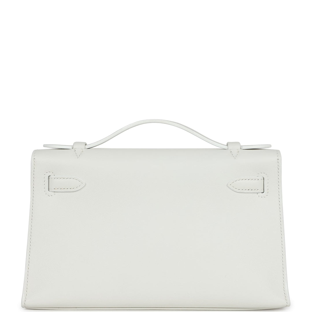 Hermes Kelly Pochette White Swift Palladium Hardware