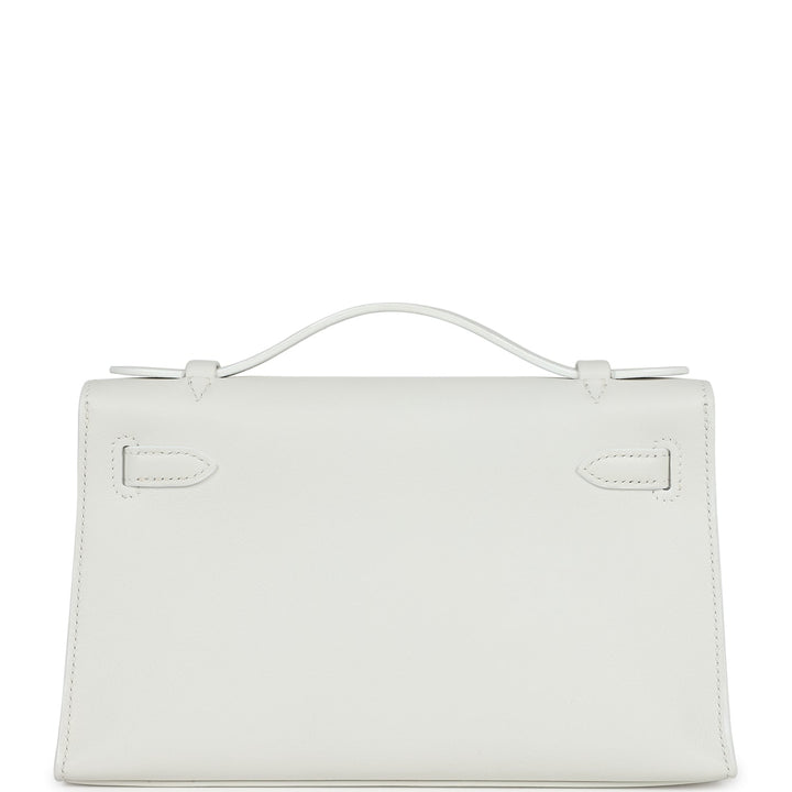 Hermes Kelly Pochette White Swift Palladium Hardware