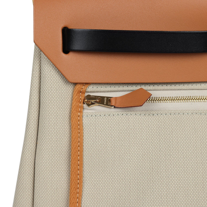 Hermes Herbag Zip 31 PM Ebene/Black/Naturel Sable Hunter & Beton Toile Militaire Gold Hardware