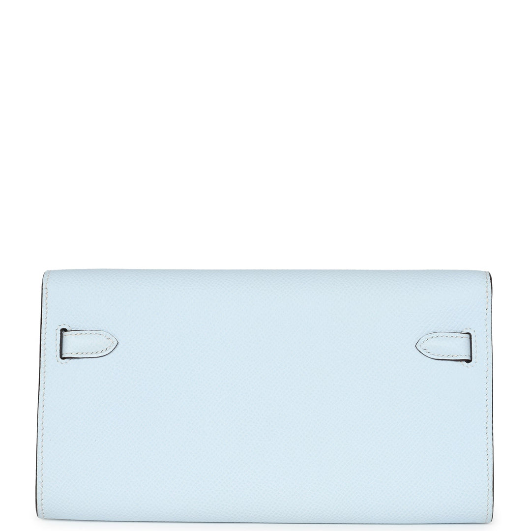 Hermes Kelly Wallet To Go Bleu Brume Palladium Hardware