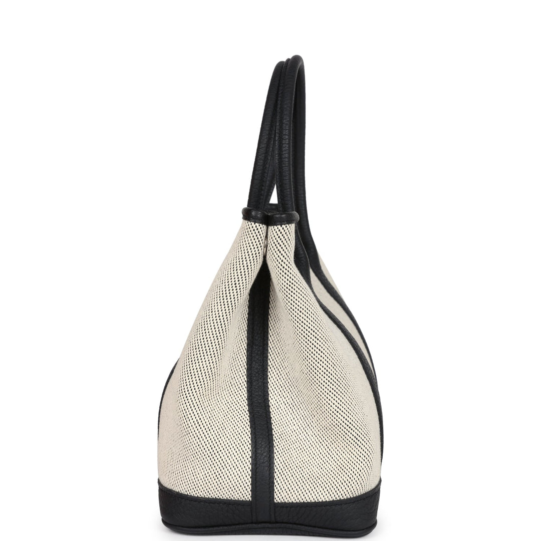 Hermes Garden Party 30 Ecru Toile and Black Negonda Palladium Hardware
