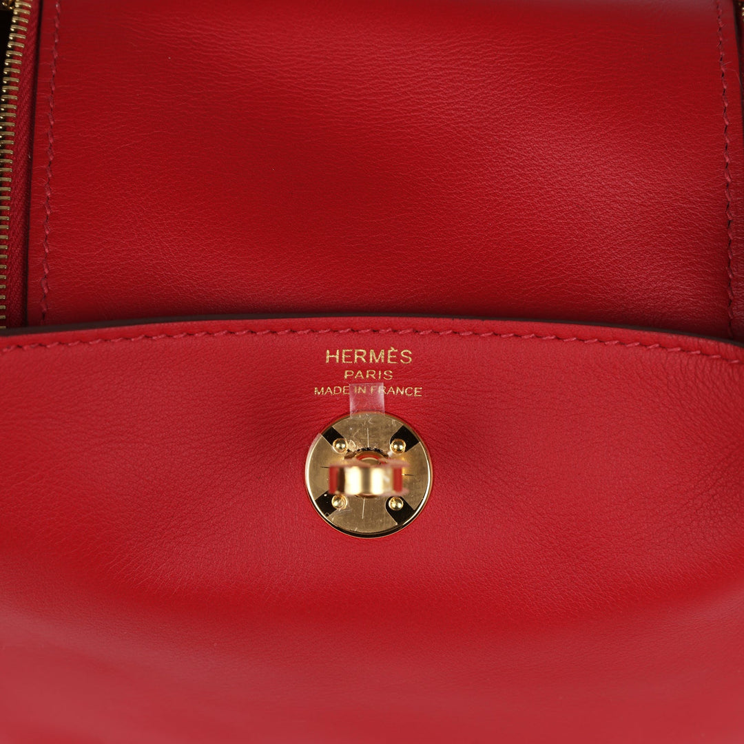 Hermes Mini Lindy Rouge Casaque Swift Gold Hardware