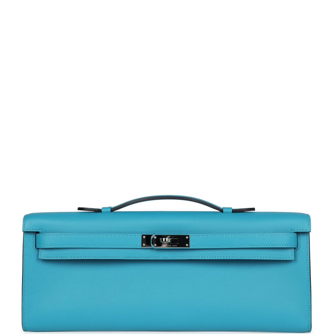 Hermes Kelly Cut Turquoise Swift Palladium Hardware