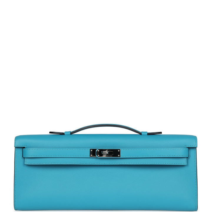 Hermes Kelly Cut Turquoise Swift Palladium Hardware
