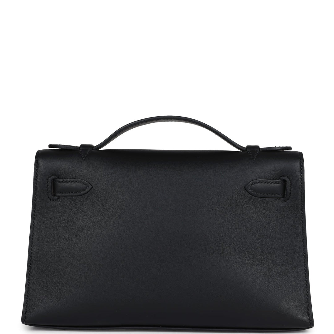Hermes Kelly Pochette Black Swift Gold Hardware
