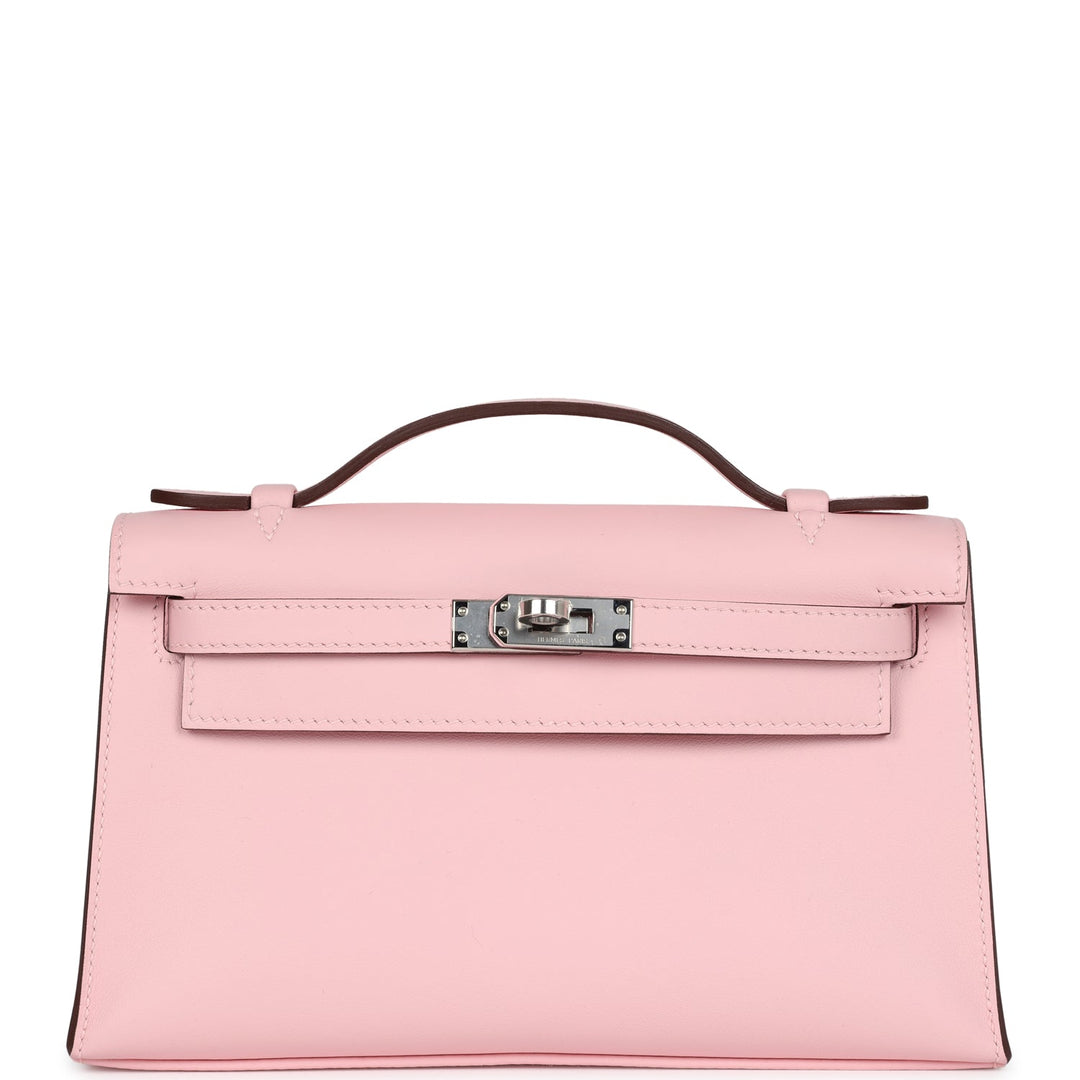 Hermes Kelly Pochette Rose Sakura Swift Palladium Hardware