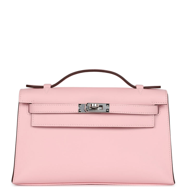 Hermes Kelly Pochette Rose Sakura Swift Palladium Hardware
