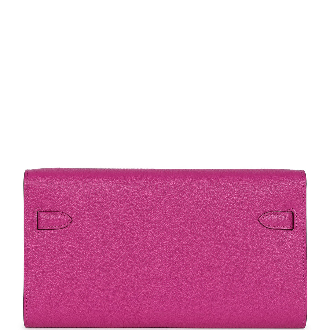 Hermes Kelly Wallet To Go Rose Pourpre Chevre Mysore Palladium Hardware