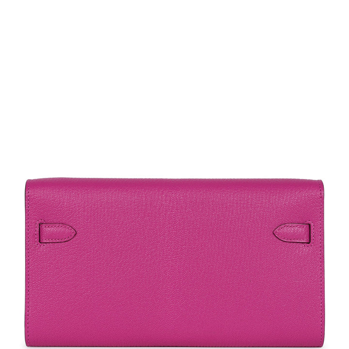 Hermes Kelly Wallet To Go Rose Pourpre Chevre Mysore Palladium Hardware