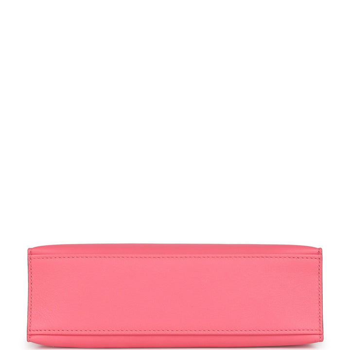 Hermes Kelly Pochette Rose Azalee Swift Palladium Hardware