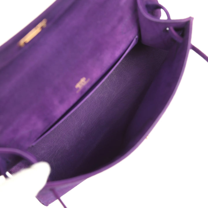 Hermes Kelly Pochette Violet Doblis Gold Hardware