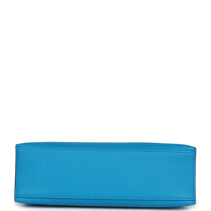 New Hermes Kelly Pochette Bleu Frida Swift Gold Hardware