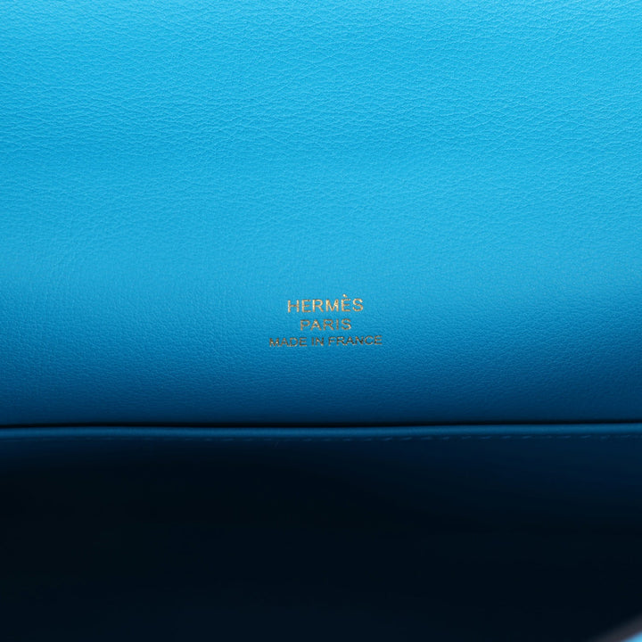 New Hermes Kelly Pochette Bleu Frida Swift Gold Hardware