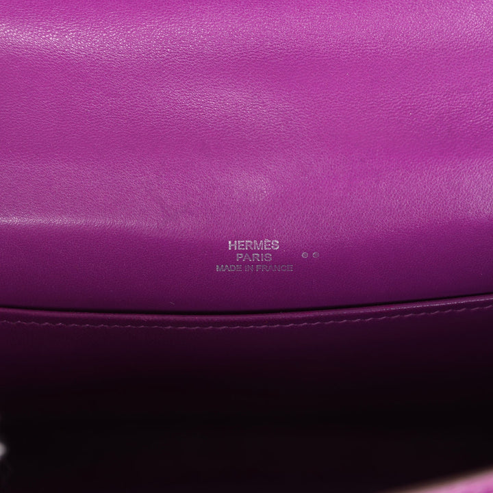 New Hermes Kelly Pochette Violet Shiny Niloticus Crocodile Palladium Hardware
