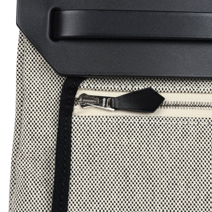 Hermes Herbag Zip Pegase Pop PM 31 Ecru Toile H Canvas and Black Hunter Palladium Hardware