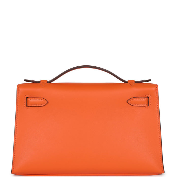 Hermes Special Order (HSS) Kelly Pochette Orange Verso Swift Gold Hardware