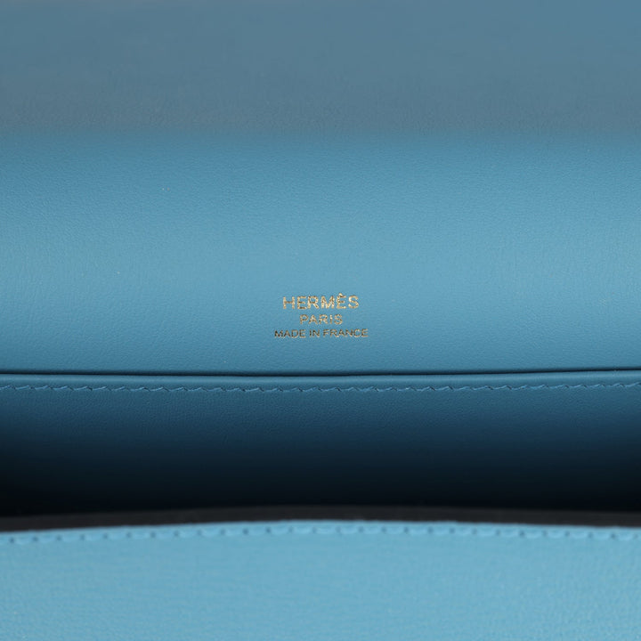 Hermes Geta Blue Jean Chevre Mysore Gold Hardware
