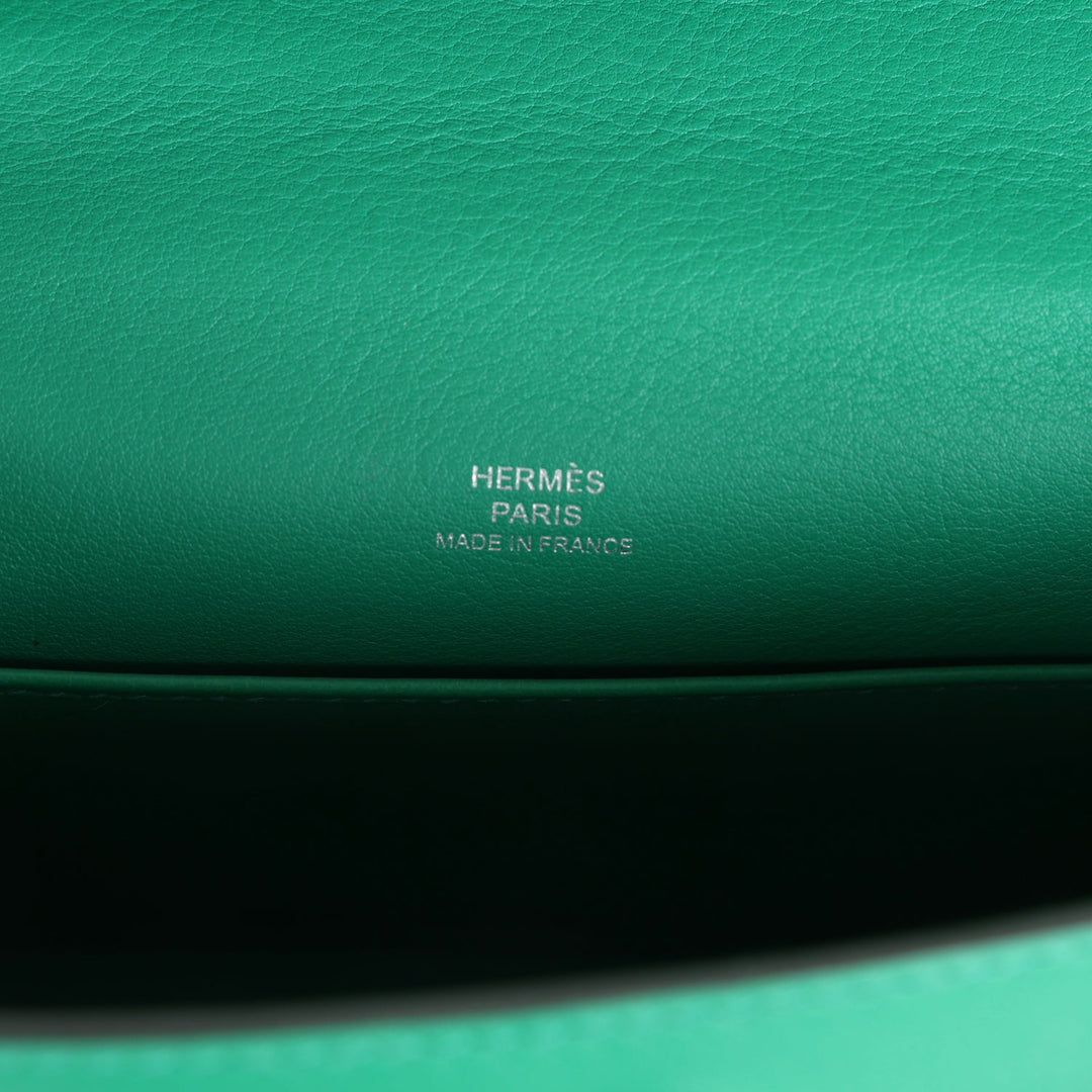 Hermes Kelly Pochette Vert Vertigo Swift Palladium Hardware