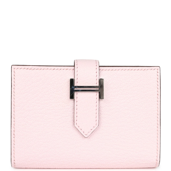 Hermes Bearn Card Holder Rose Darling Chevre Mysore Palladium Hardware