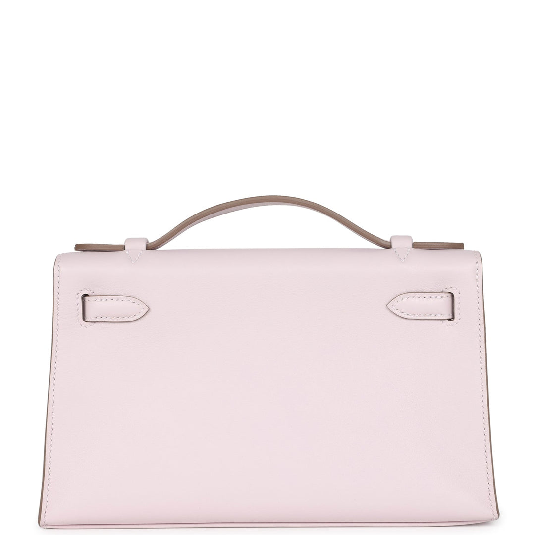 Hermes Kelly Pochette Mauve Pale Swift Palladium Hardware
