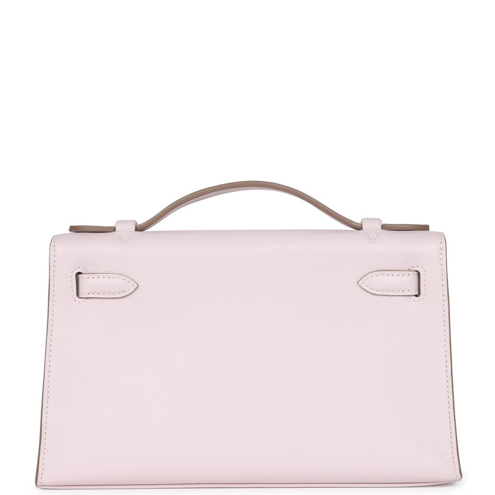 Hermes Kelly Pochette Mauve Pale Swift Palladium Hardware