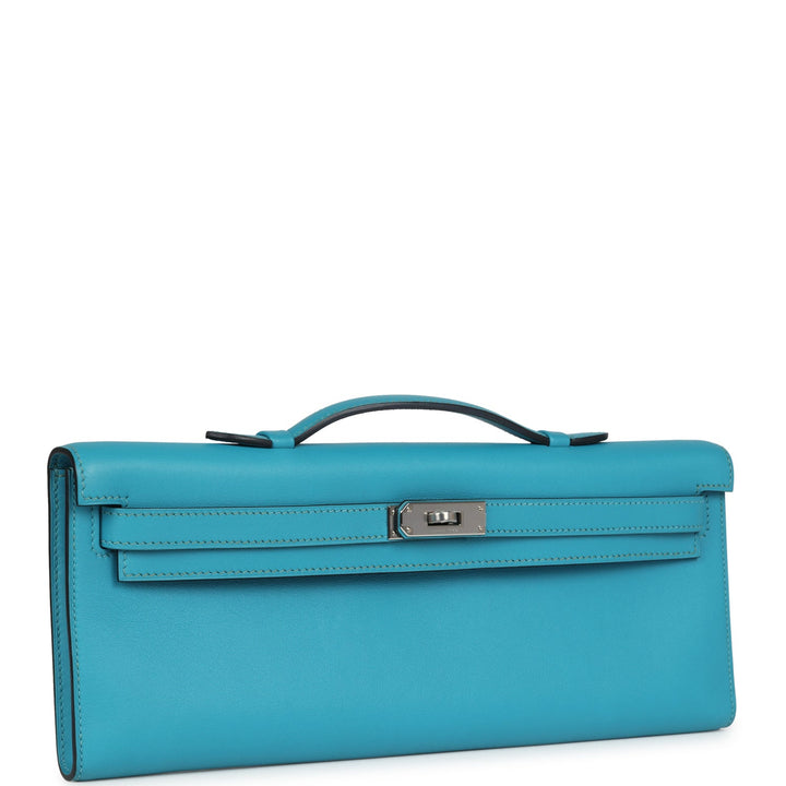 New Hermes Kelly Cut Turquoise Swift Palladium Hardware