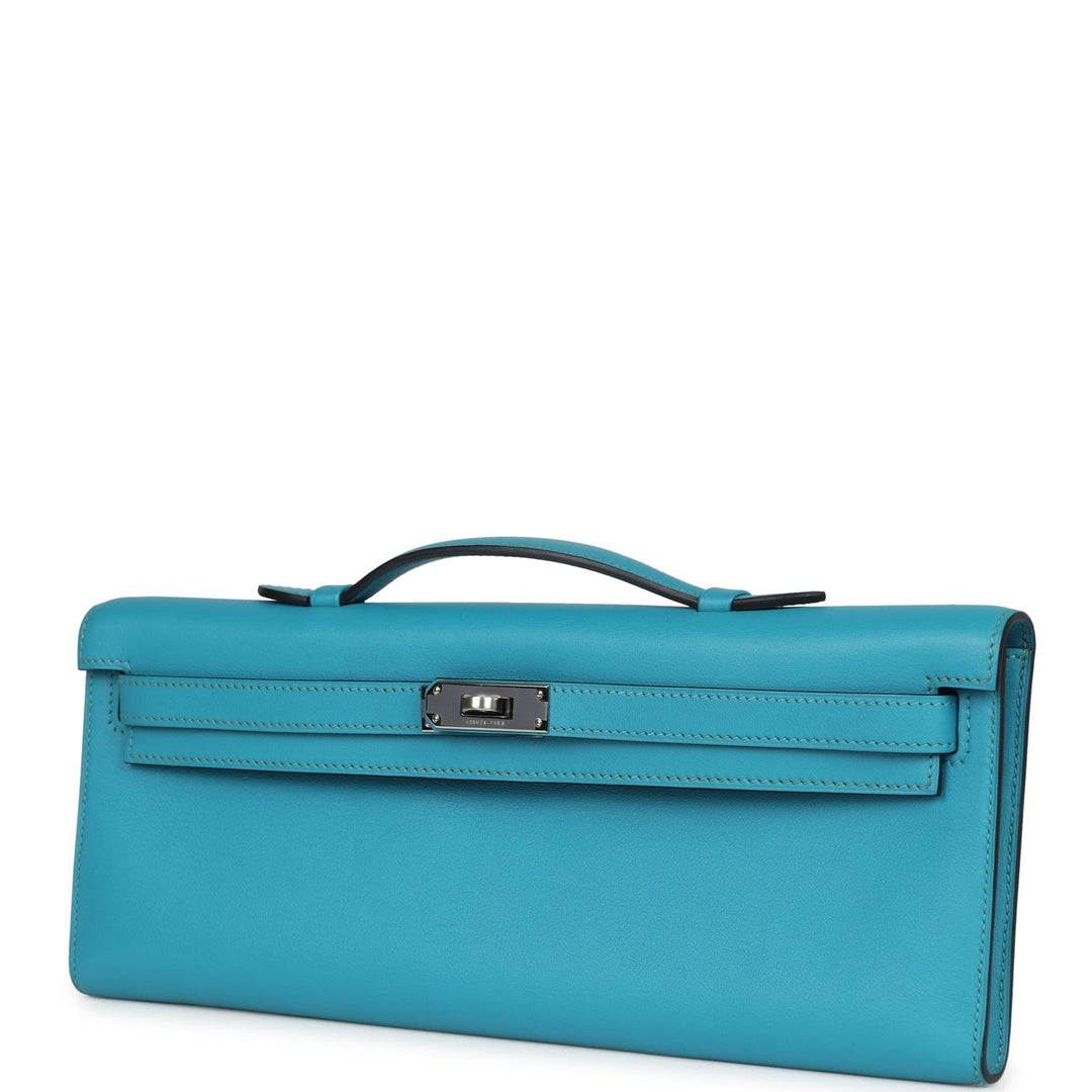 New Hermes Kelly Cut Turquoise Swift Palladium Hardware
