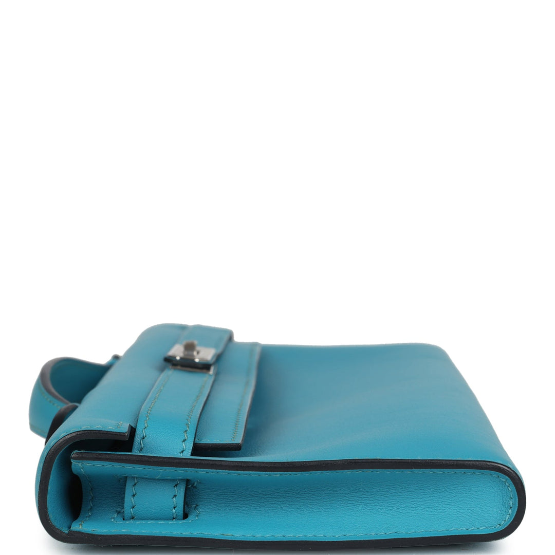 New Hermes Kelly Cut Turquoise Swift Palladium Hardware