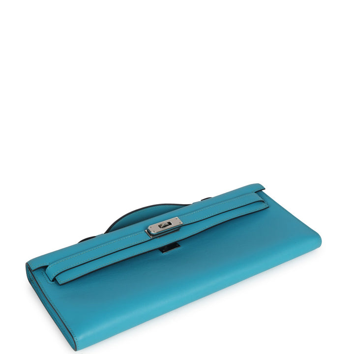 New Hermes Kelly Cut Turquoise Swift Palladium Hardware