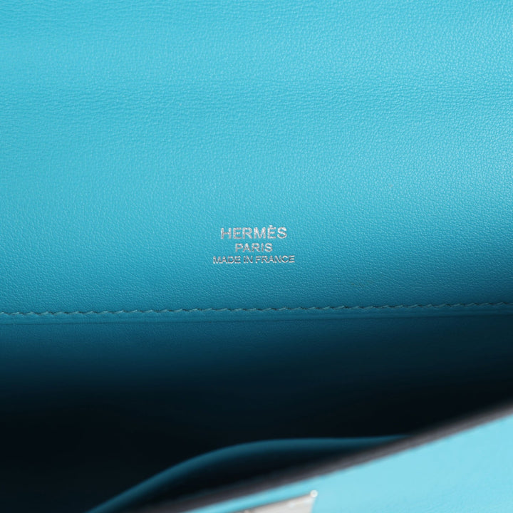 New Hermes Kelly Cut Turquoise Swift Palladium Hardware